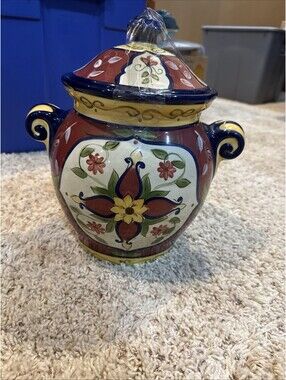 Pier 1 Imports Hand Painted Vallarta Earthenware Large Cannister & Lid [COPY]